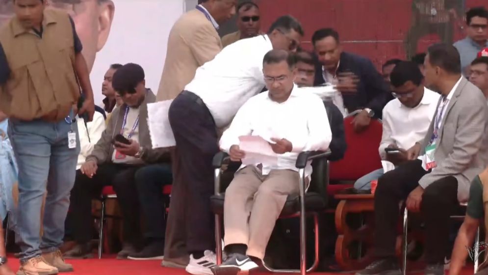 নীলফামারীর জনসভা মঞ্চে তারেক রহমান