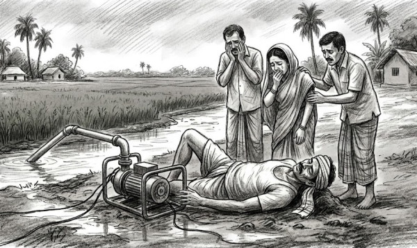 শ্রীপুরে সেচ পাম্প চালাতে গিয়ে বিদ্যুৎস্পৃষ্টে যুবকের মৃত্যু
